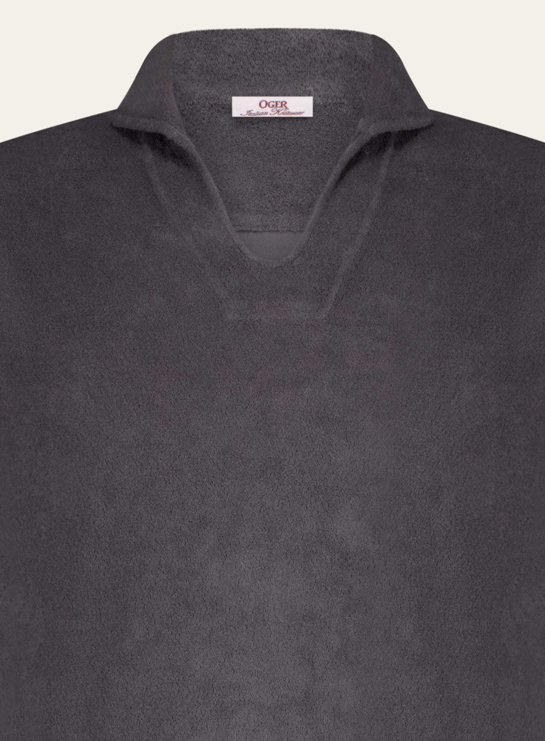 Buttonless polo van badstof | WARM GREY