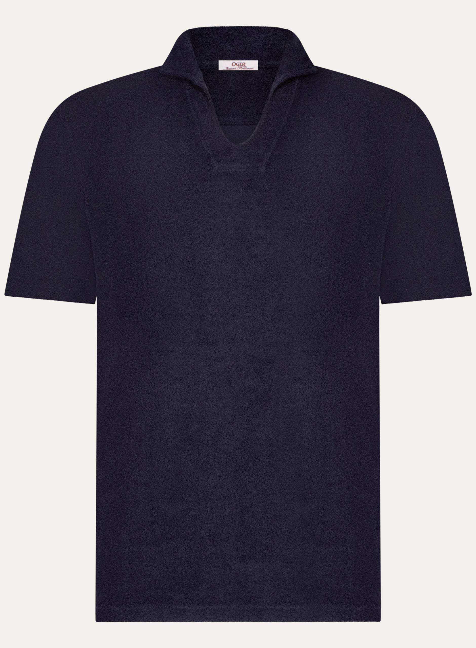 Buttonless polo van badstof | BLUE NAVY