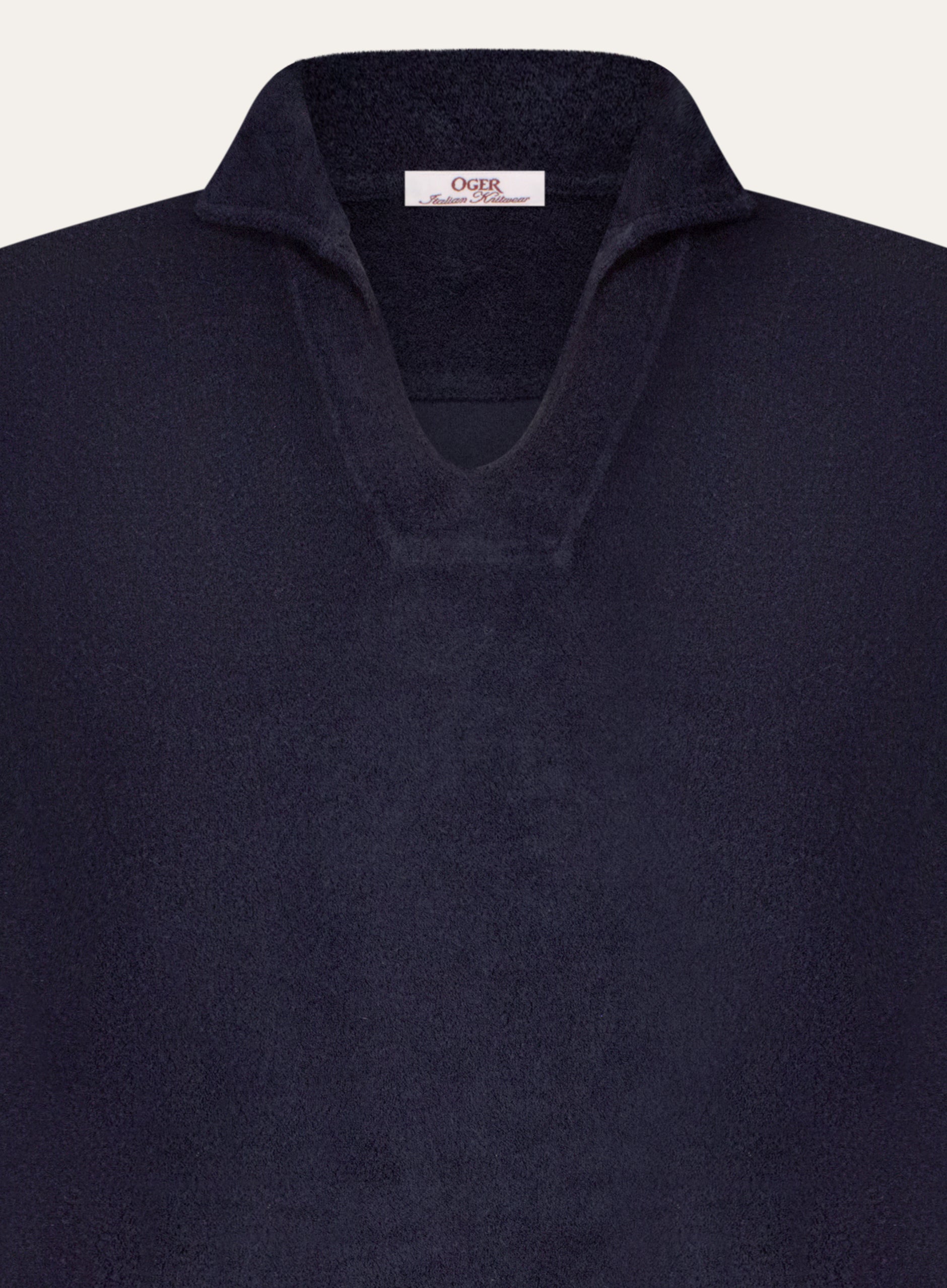 Buttonless polo van badstof | BLUE NAVY