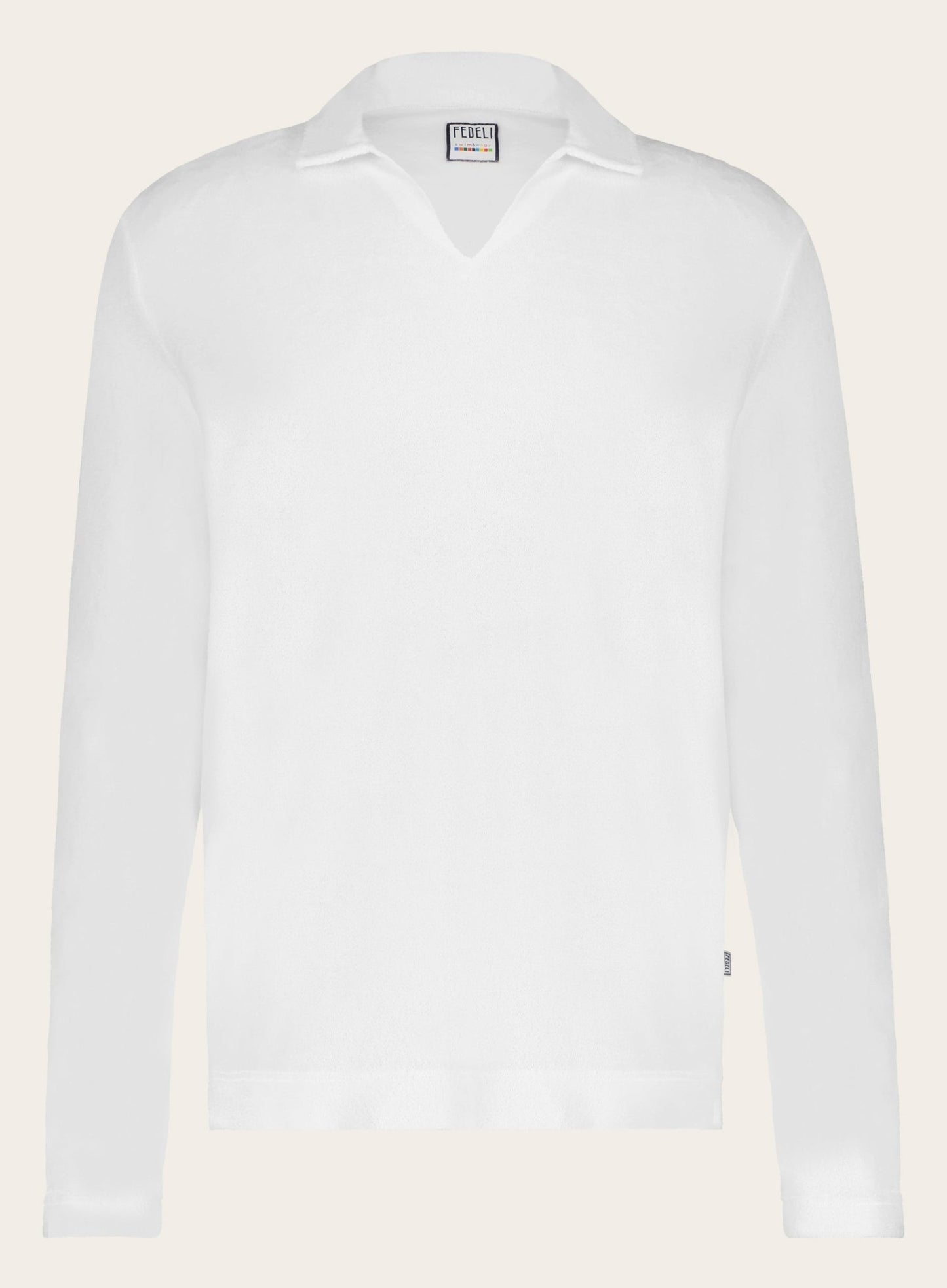 Poloshirt met lange mouwen van badstof | Wit