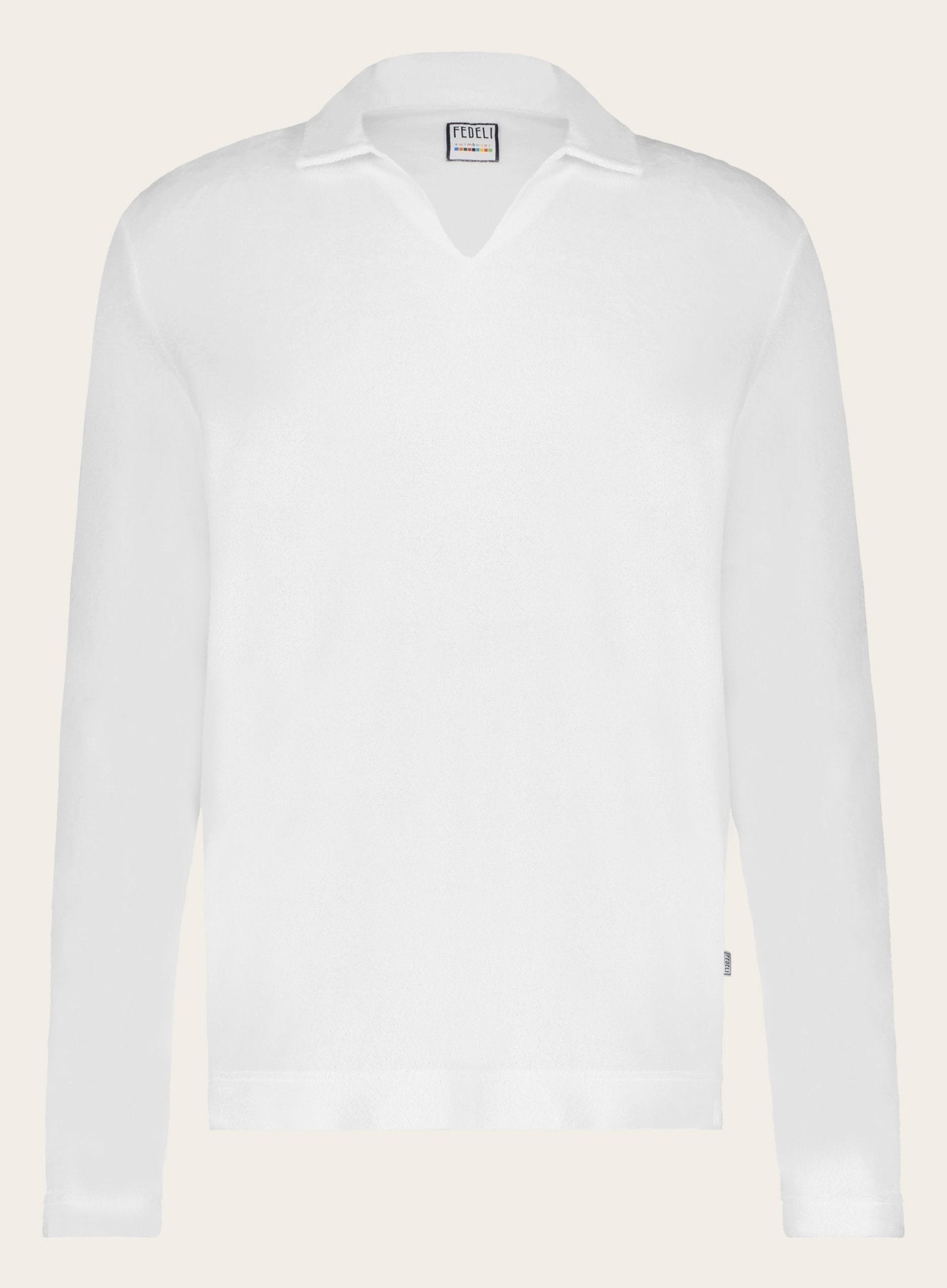 Poloshirt met lange mouwen van badstof | Wit