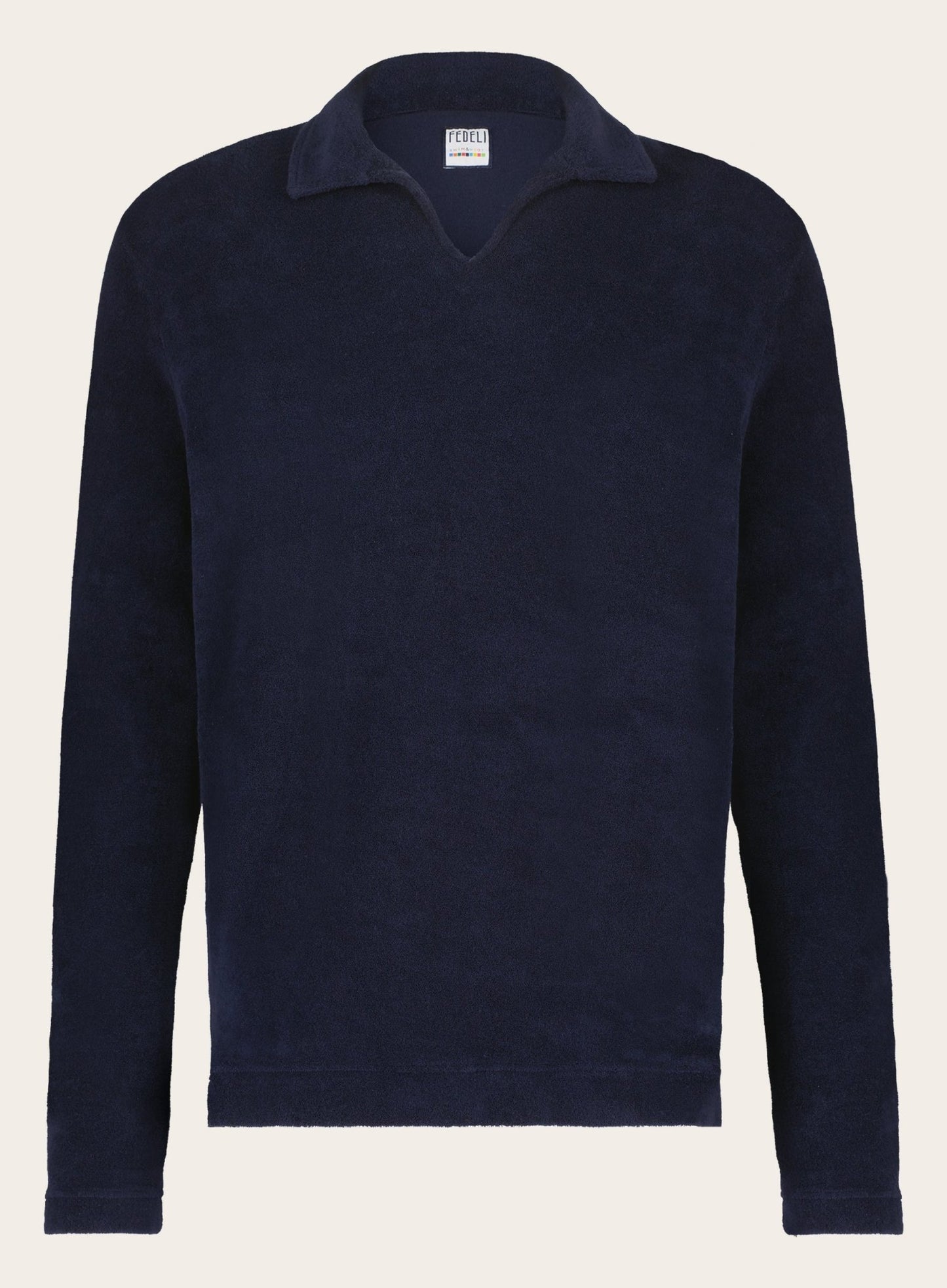 Poloshirt met lange mouwen van badstof | BLUE NAVY