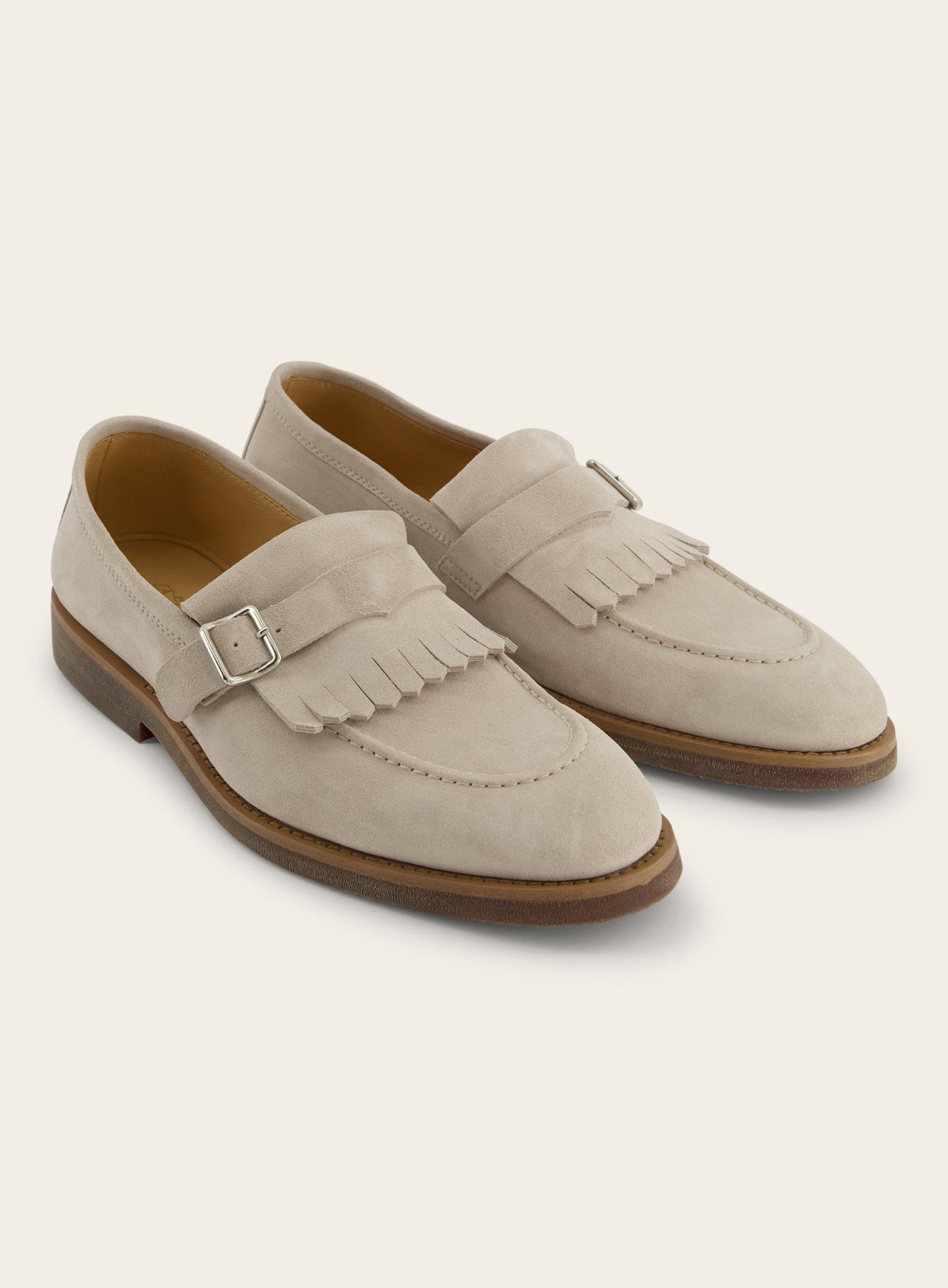 Suède gespschoenen | Beige