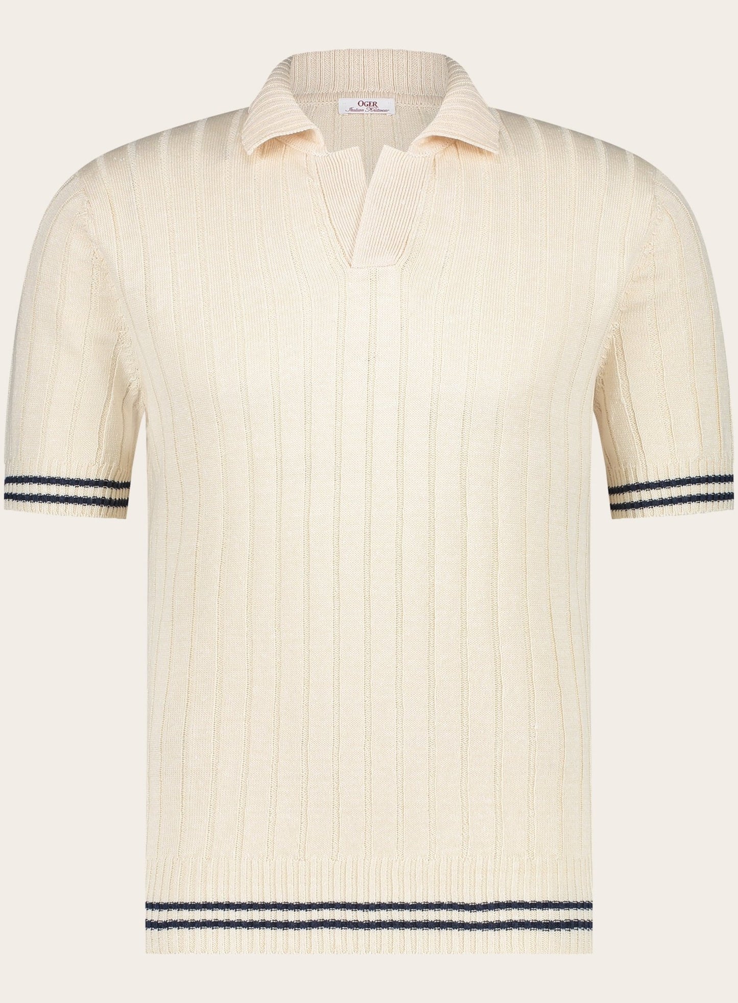 Slim-fit linnen-katoen polo | Beige