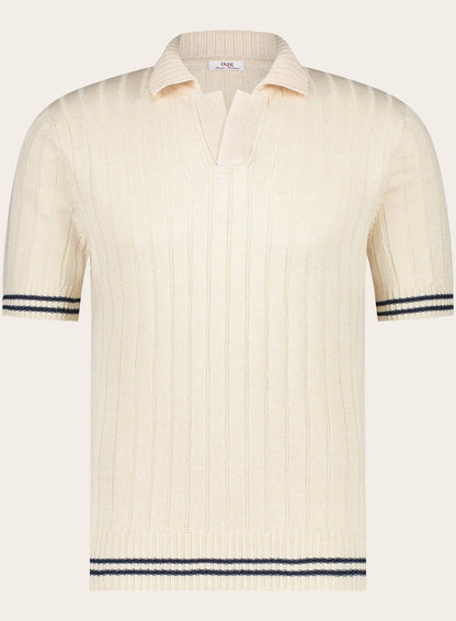 Slim-fit linnen-katoen polo | Beige