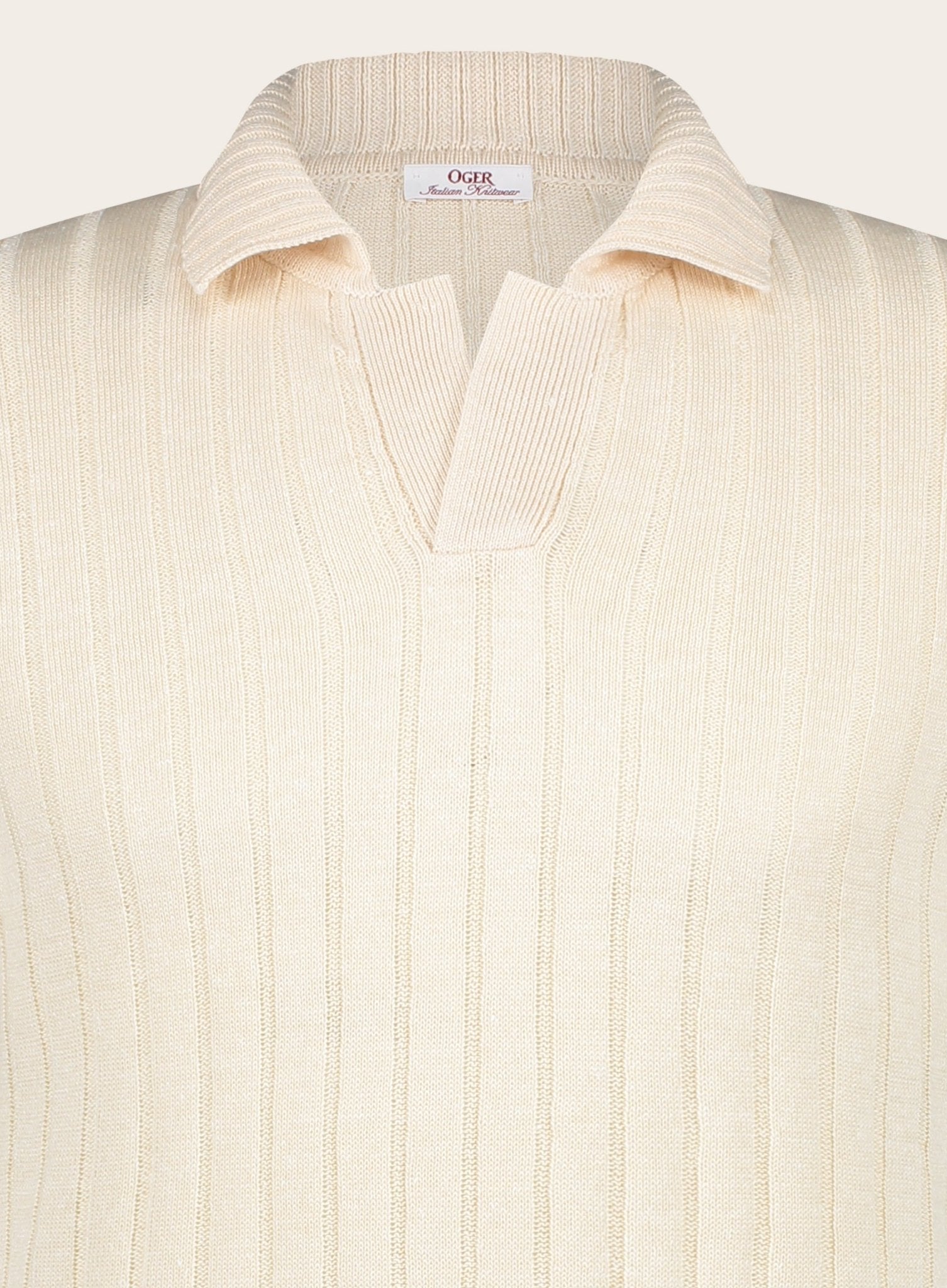 Slim-fit linnen-katoen polo | Beige