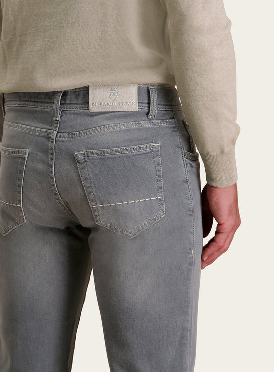 Slim-fit Tokyo jeans van katoen en cashmere | L.Grijs