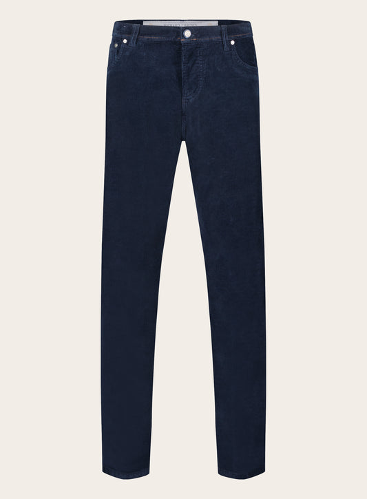 Slim-fit corduroy 5-pocket van katoen en cashmere | BLUE NAVY