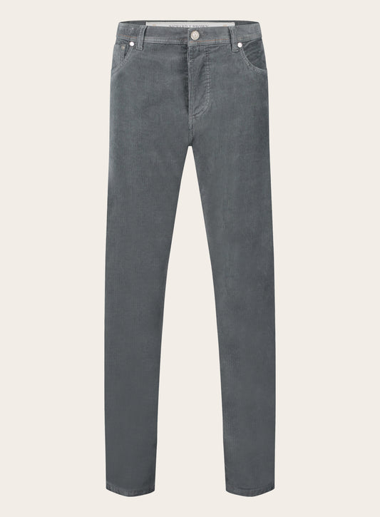 Slim-fit corduroy 5-pocket van katoen en cashmere | Grijs