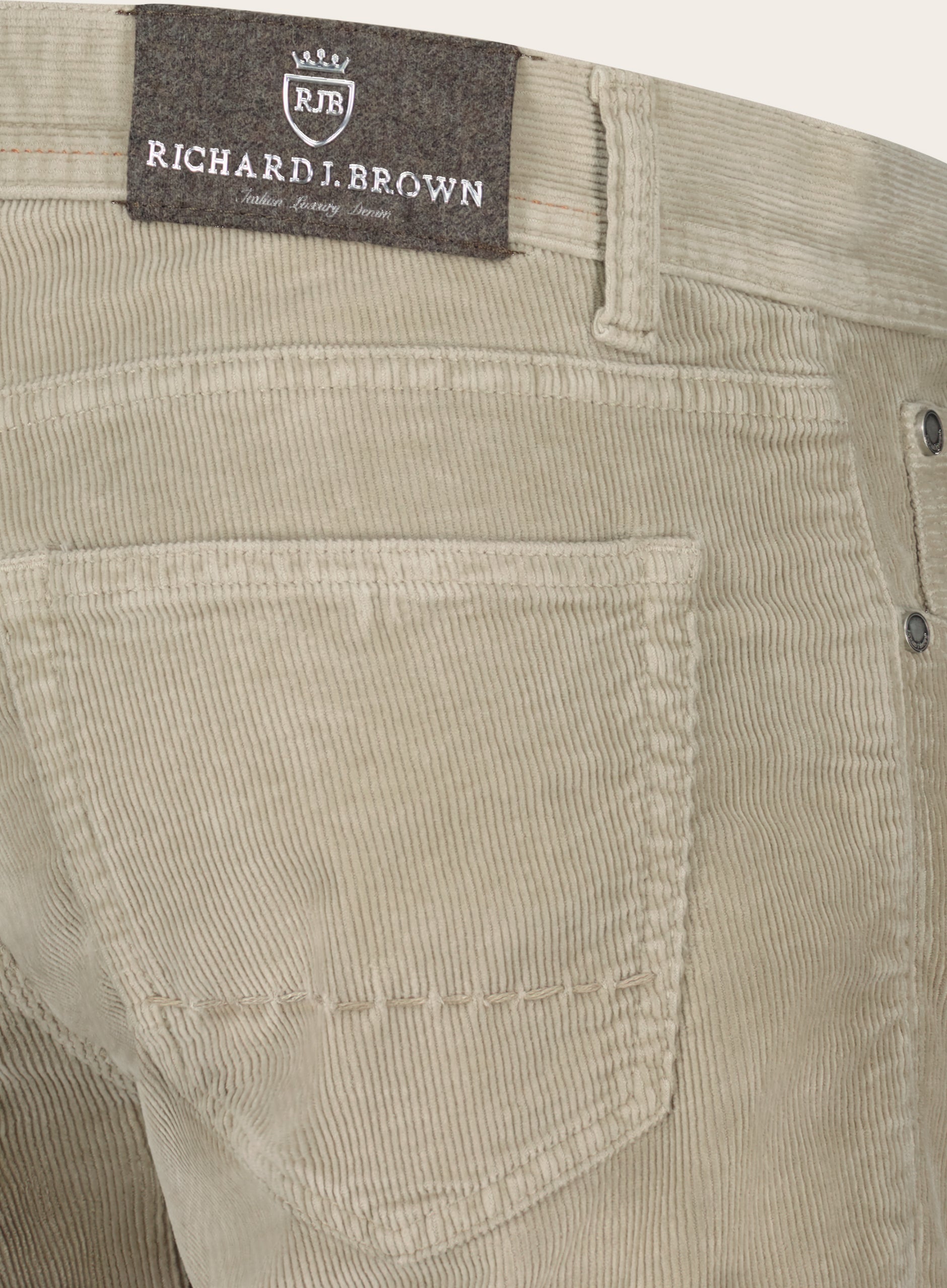 Slim-fit corduroy 5-pocket van katoen en cashmere | Beige