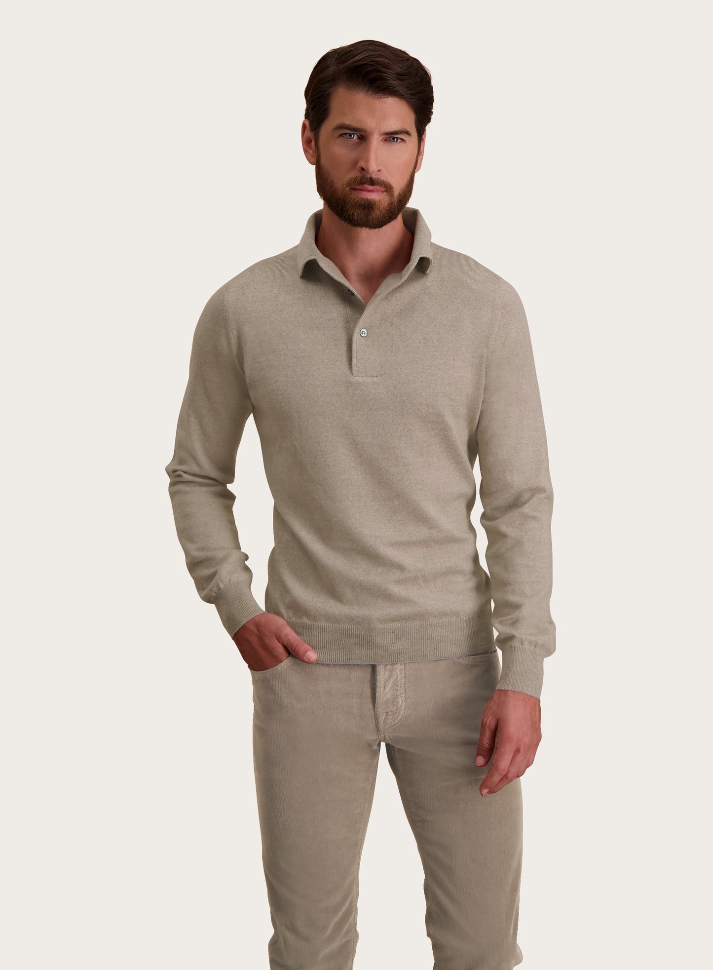 Lange mouw polo van wol | L.BEIGE