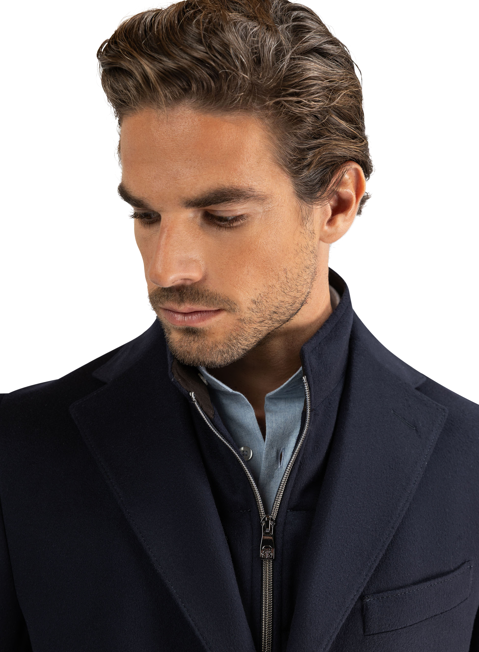 Slim-fit mantel van wol met uitneembaar binnenwerk | FULL_WIDTH | BLUE NAVY