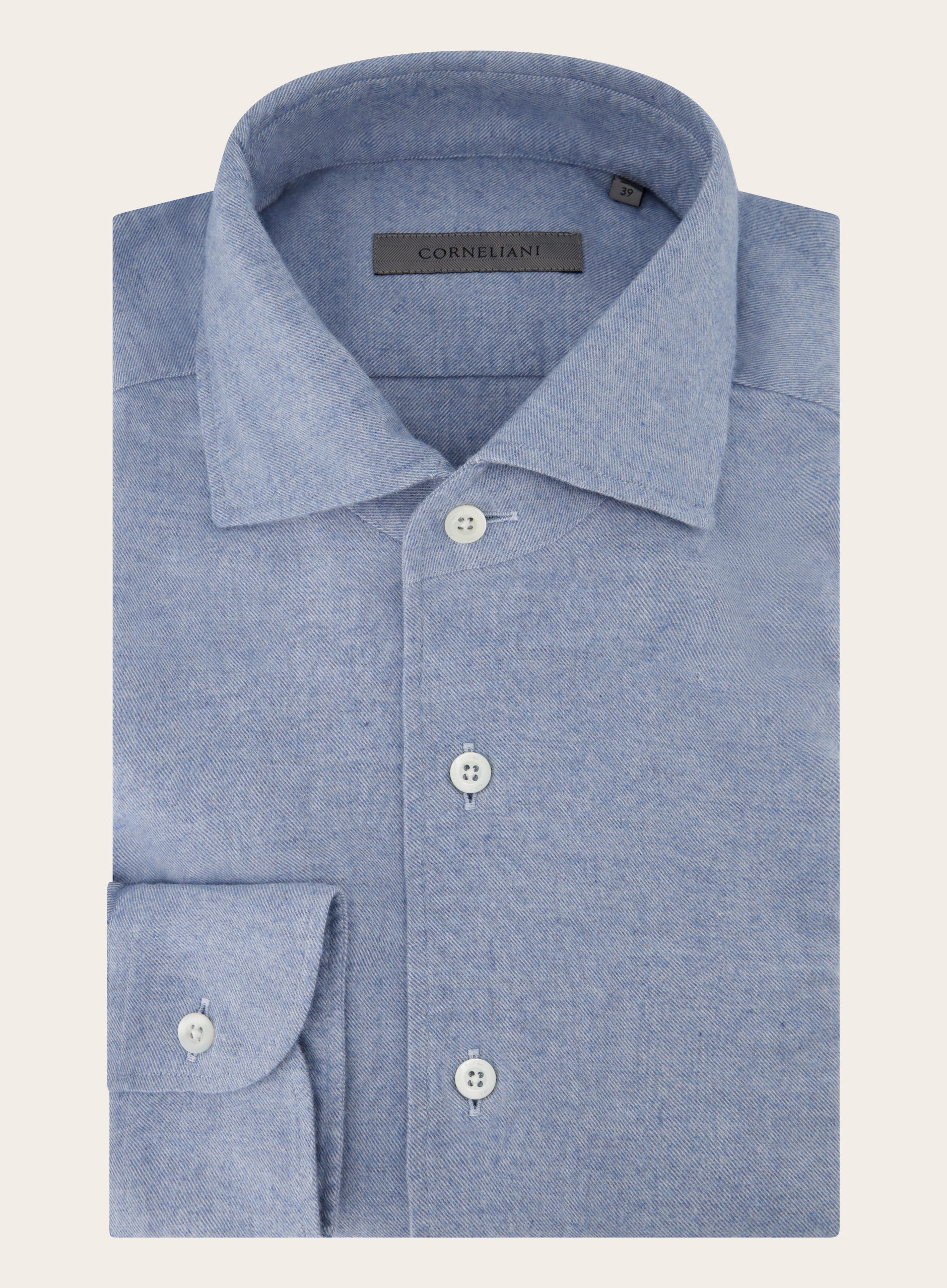 Slim-fit shirt van katoen en cashmere | L.Blauw