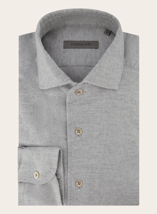 Slim-fit shirt van katoen en cashmere | L.Grijs