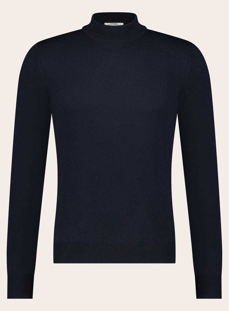Slim-fit wool mockneck