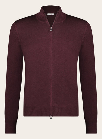 Slim-fit ritsvest van wol | Bordeaux