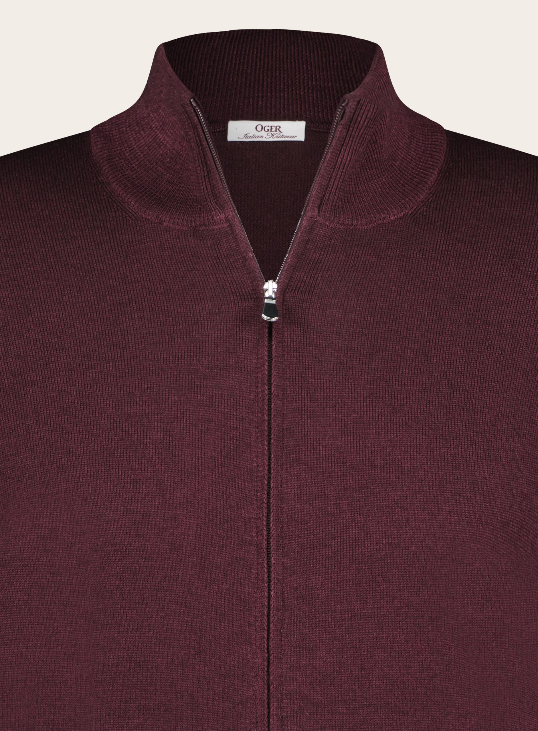 Slim-fit ritsvest van wol | Bordeaux