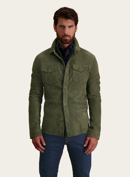 Robert overshirt van suède | Groen