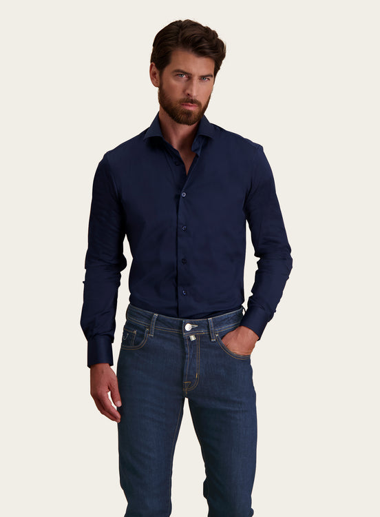 Slim-fit shirt van katoen | BLUE NAVY