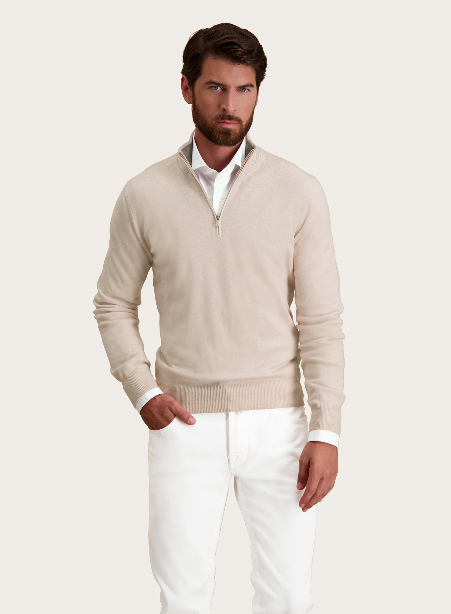 Half-zip van wol en cashmere | L.BEIGE