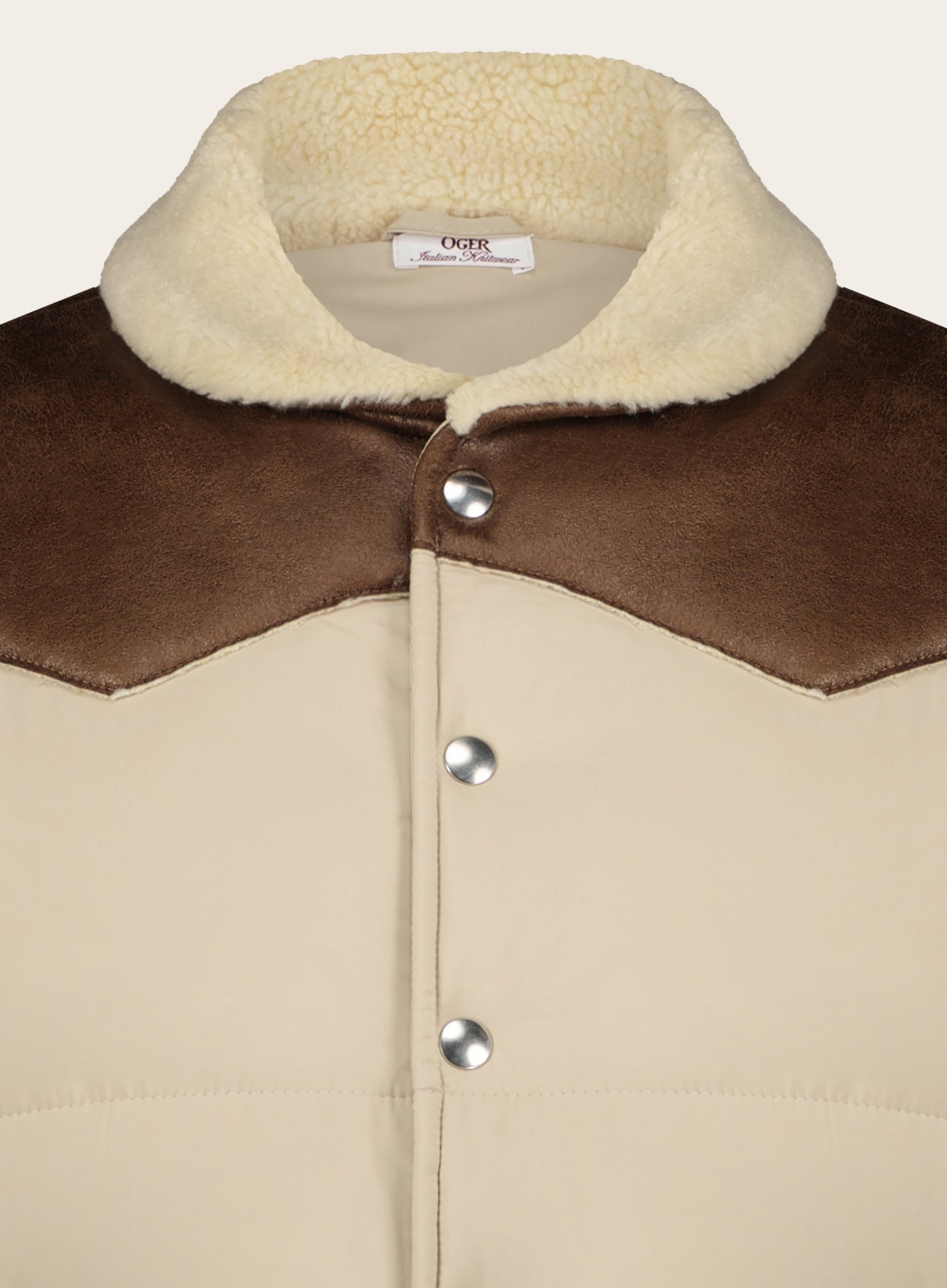 Slim-fit gewatteerde bodywarmer met shearling kraag | Beige