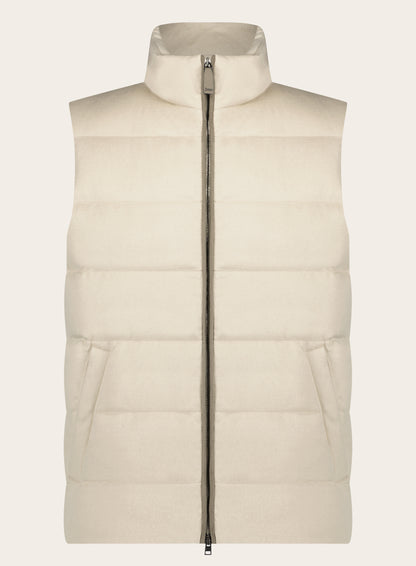 Regular-fit gevoerde bodywarmer van wol | Beige