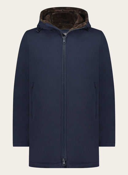 Regular-fit gewatteerde parka jas | BLUE NAVY