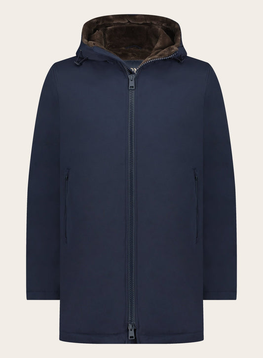 Regular-fit gewatteerde parka jas | BLUE NAVY