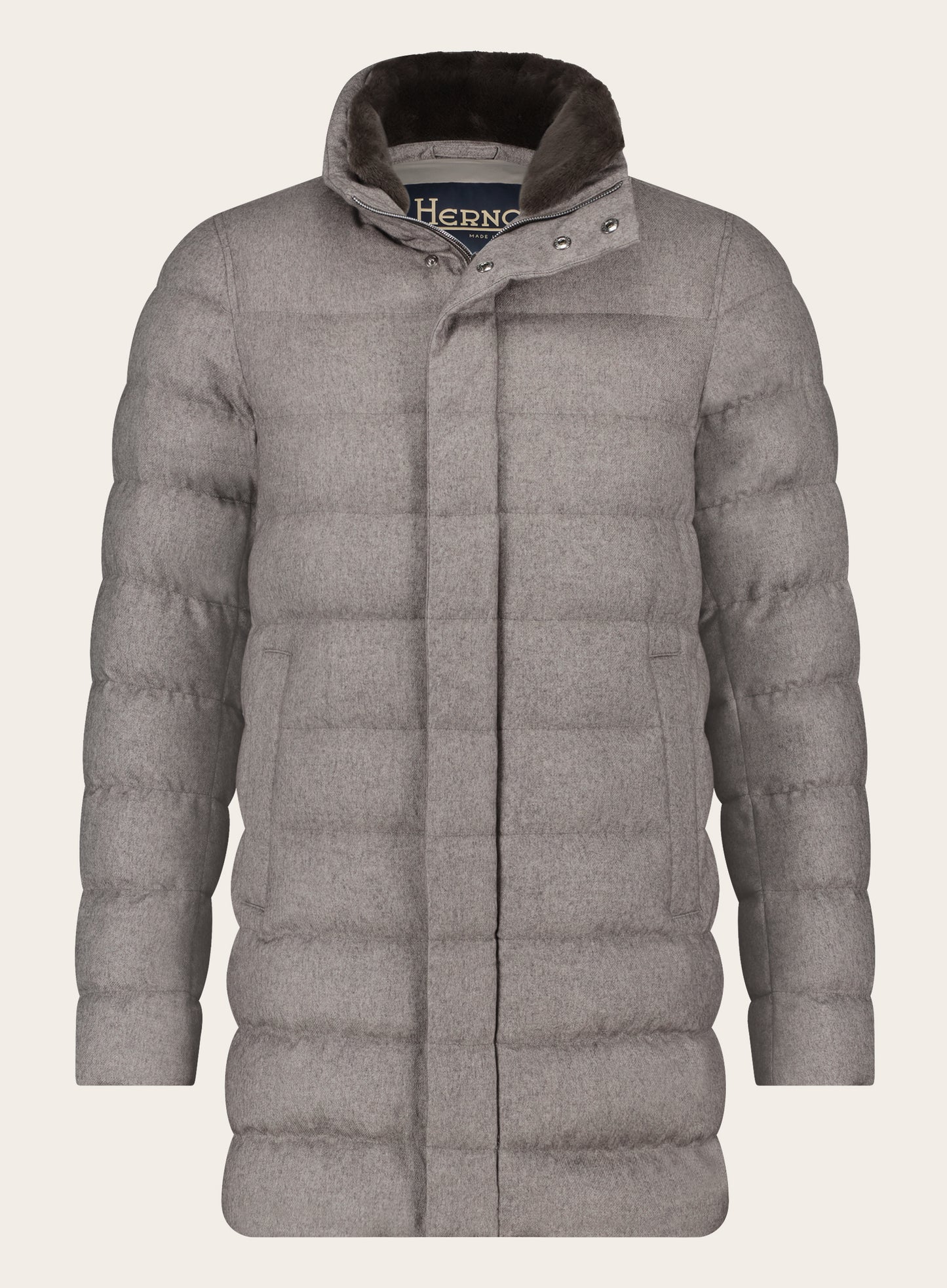 Regular-fit gewatteerde parka jas van wol | TAUPE
