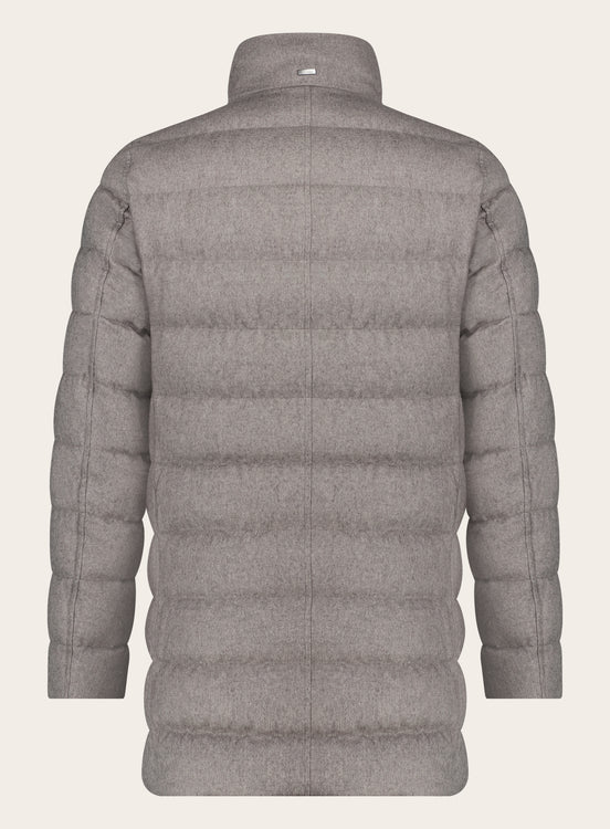 Regular-fit gewatteerde parka jas van wol | TAUPE