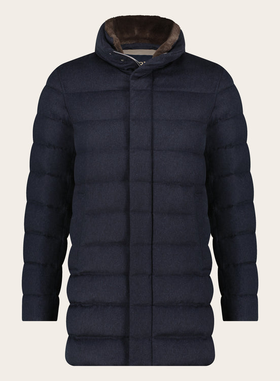 Regular-fit gewatteerde parka jas van wol | BLUE NAVY