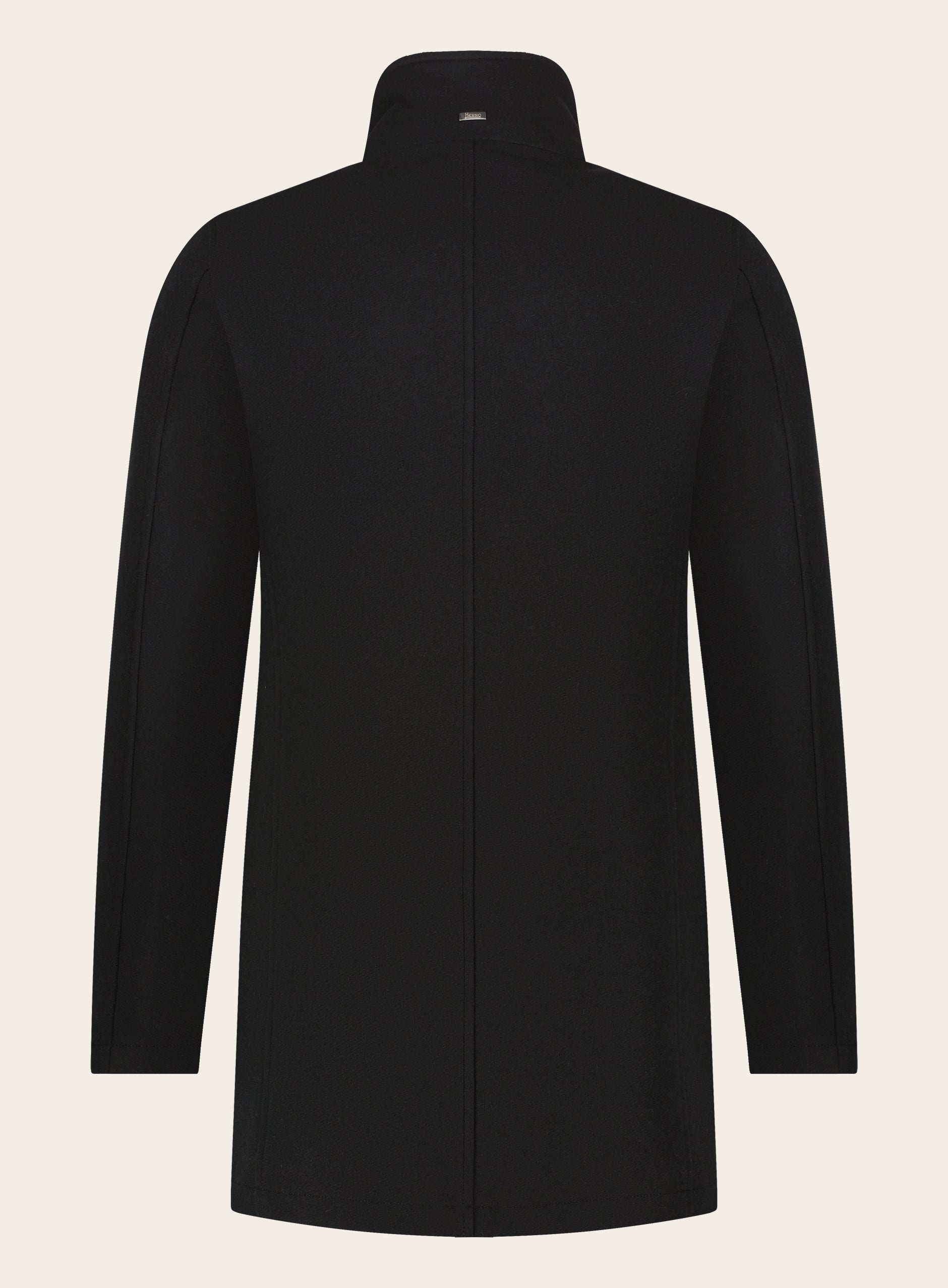 Regular-fit mantel van wol | Zwart