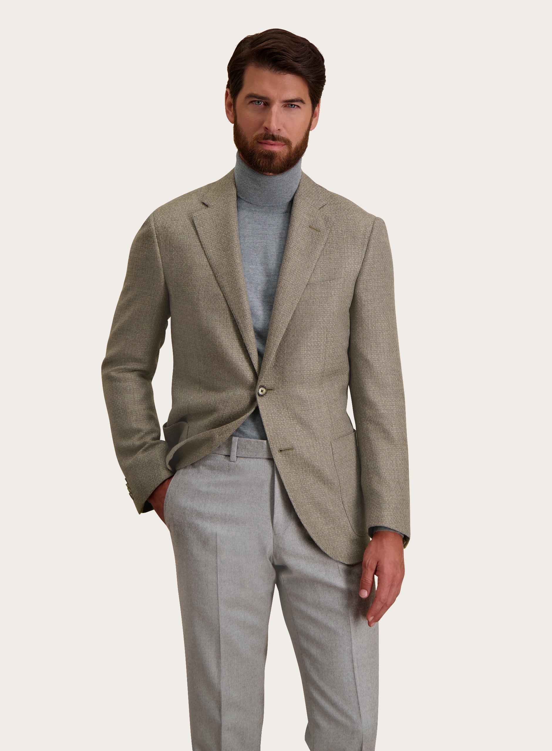 Regular-fit cashmere jasje | MODEL | FULL_WIDH  | Beige