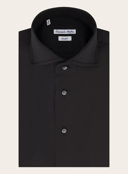 Regular-fit stretch shirt | Zwart