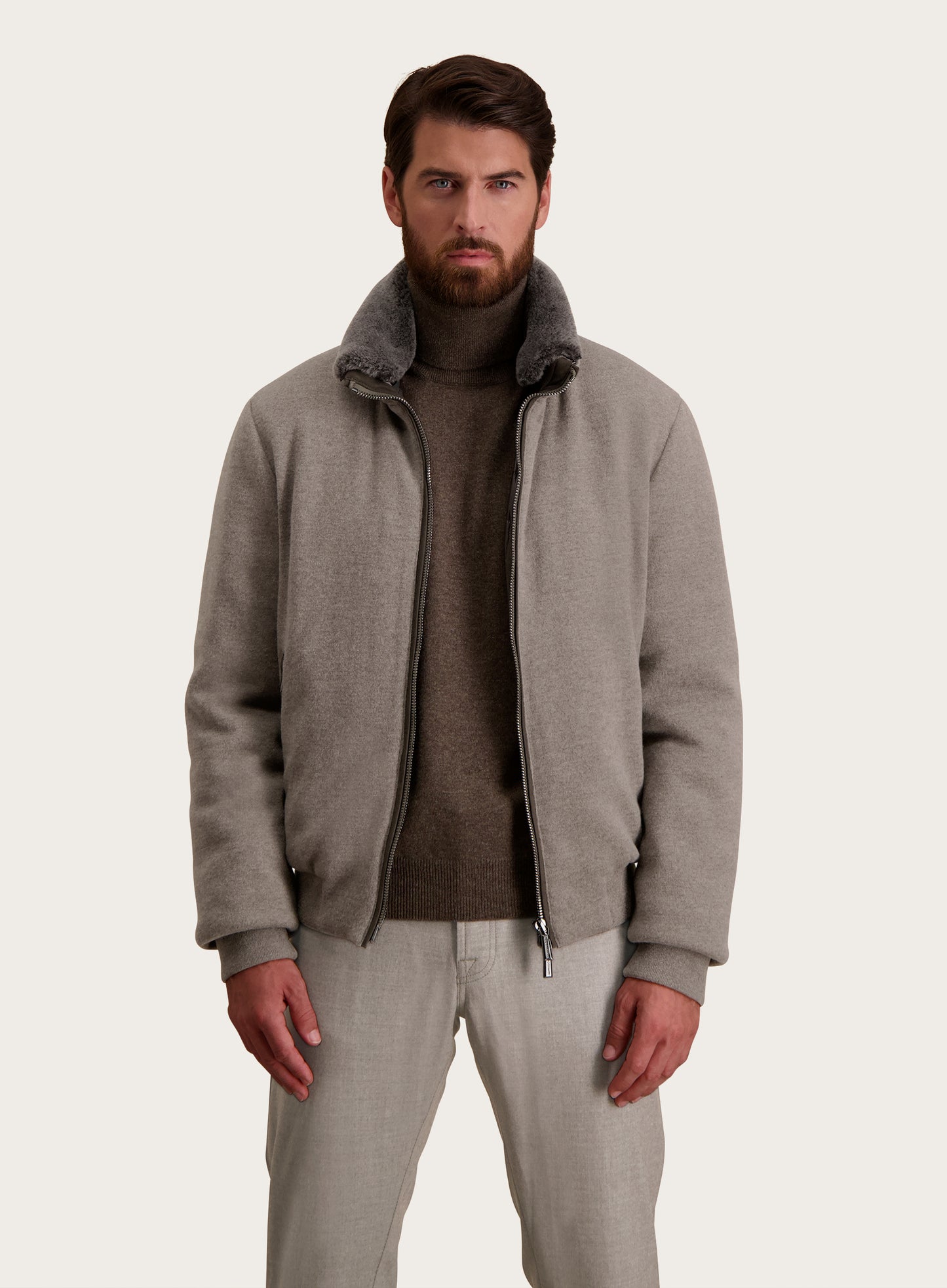 Bomberjacket van wol en cashmere | TAUPE