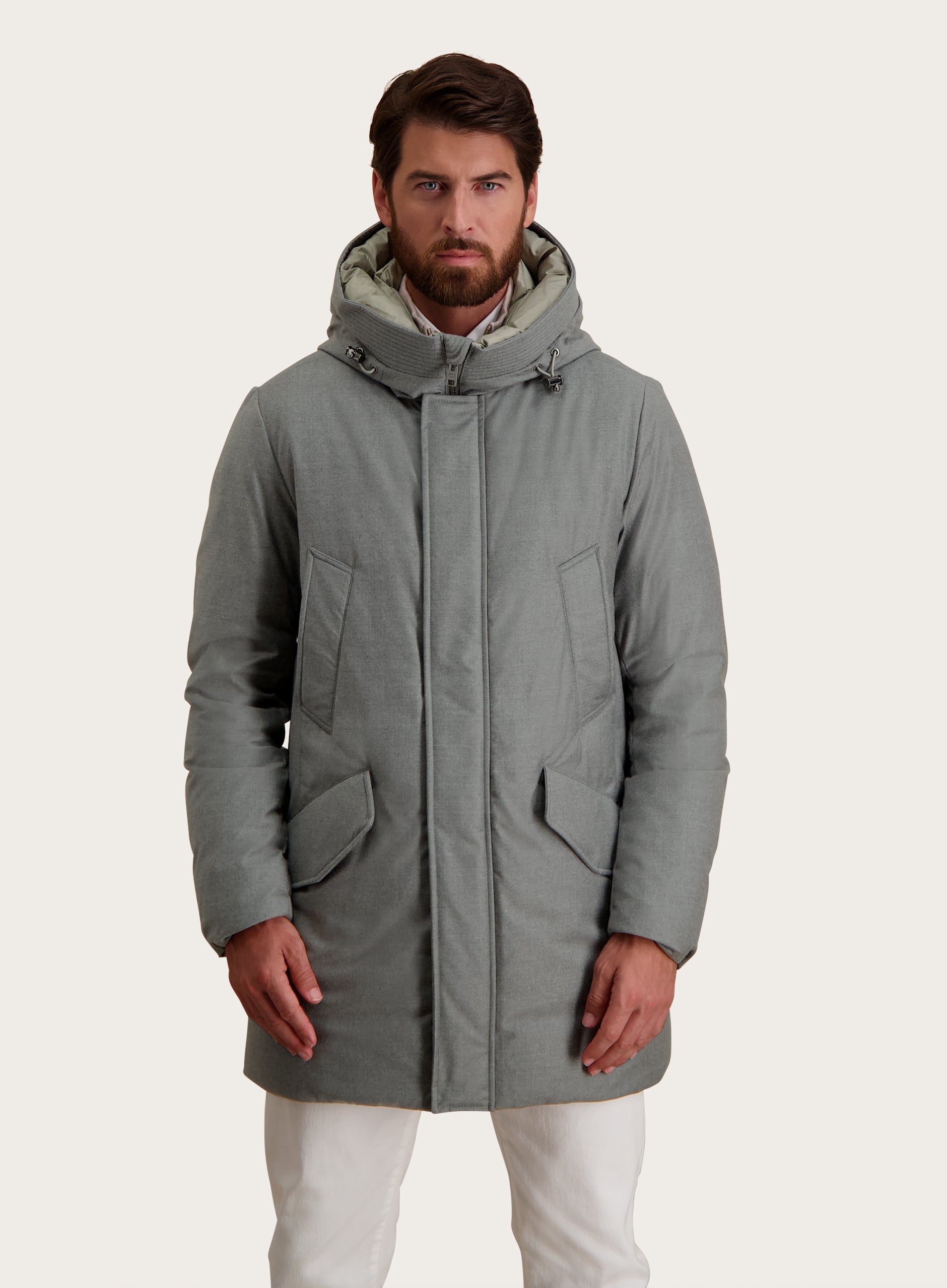 Parka van wol en zijde | TAUPE GRIJS