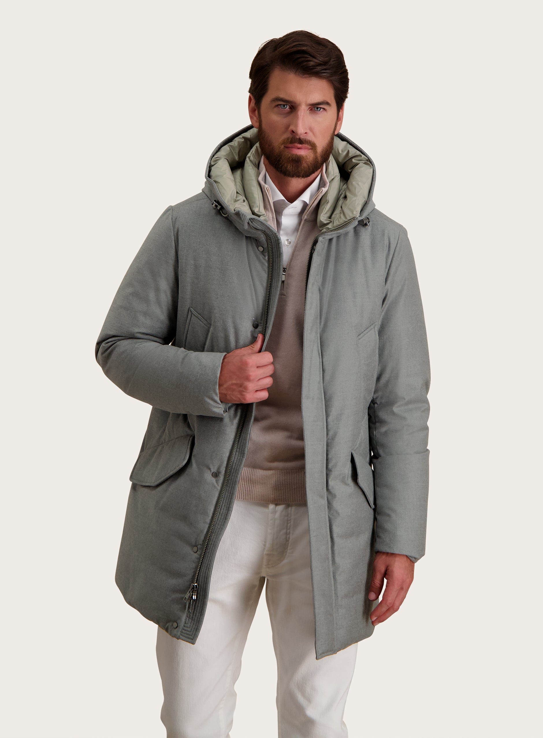 Parka van wol en zijde | TAUPE GRIJS