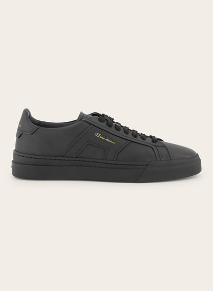Double Buckle sneakers van leer | Zwart