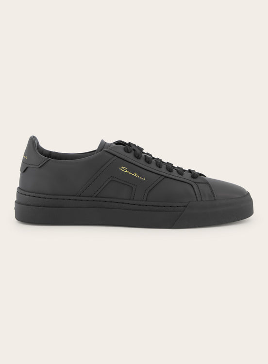Double Buckle sneakers van leer | Zwart