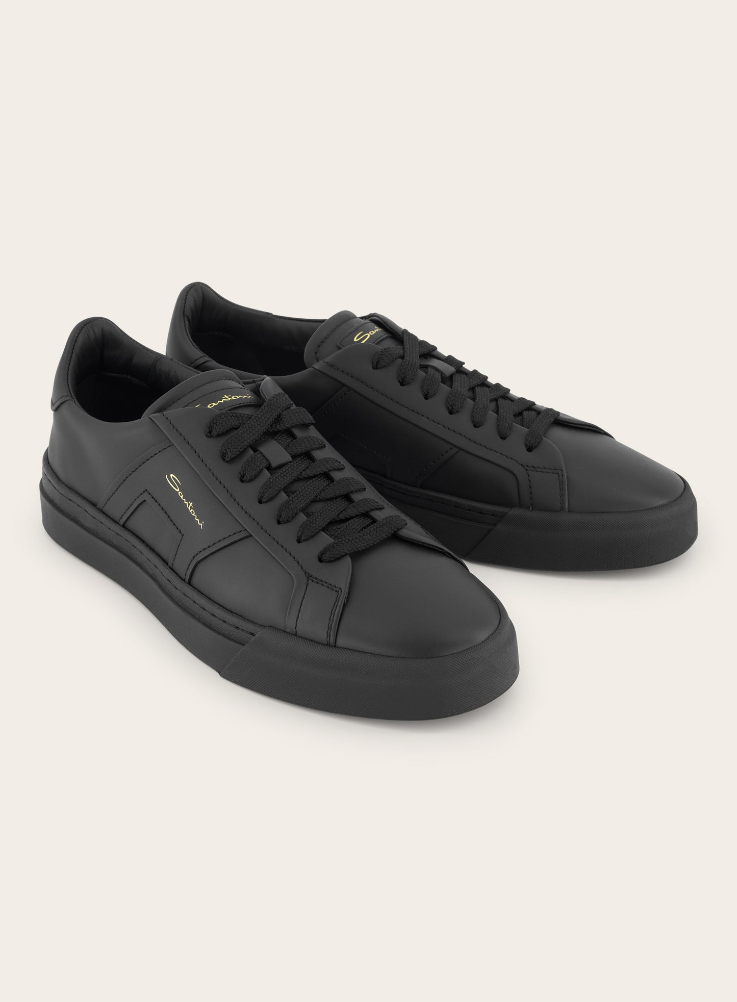 Double Buckle sneakers van leer | Zwart