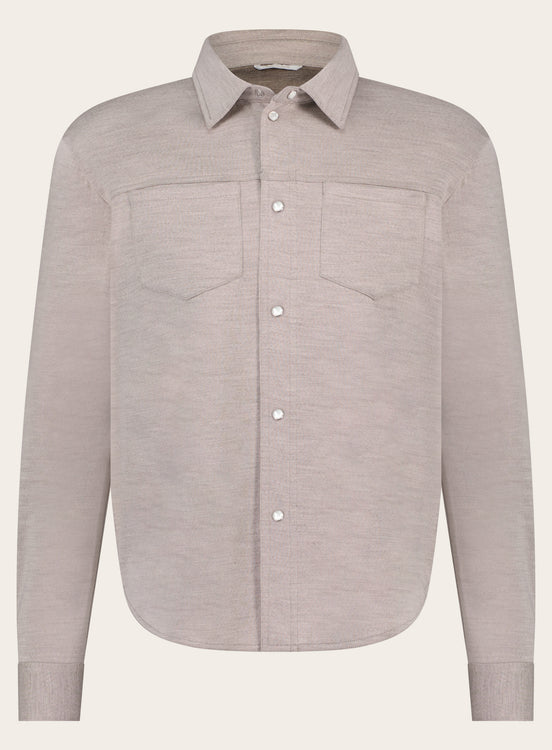 Slim-fit overshirt van wol | TAUPE