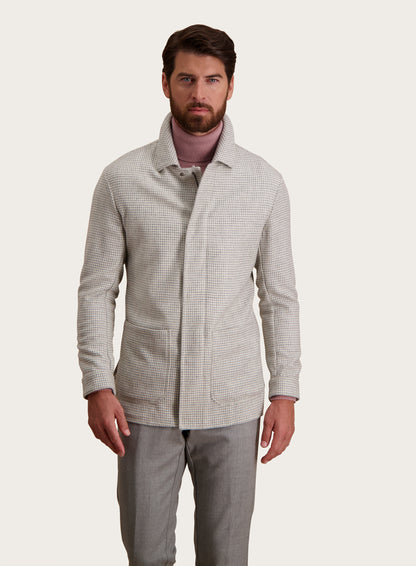 Pied-de-poule Overshirt van wol en cashmere | L.Grijs