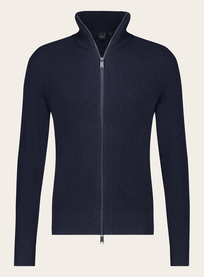 Regular-fit ritsvest van wol en cashmere | BLUE NAVY