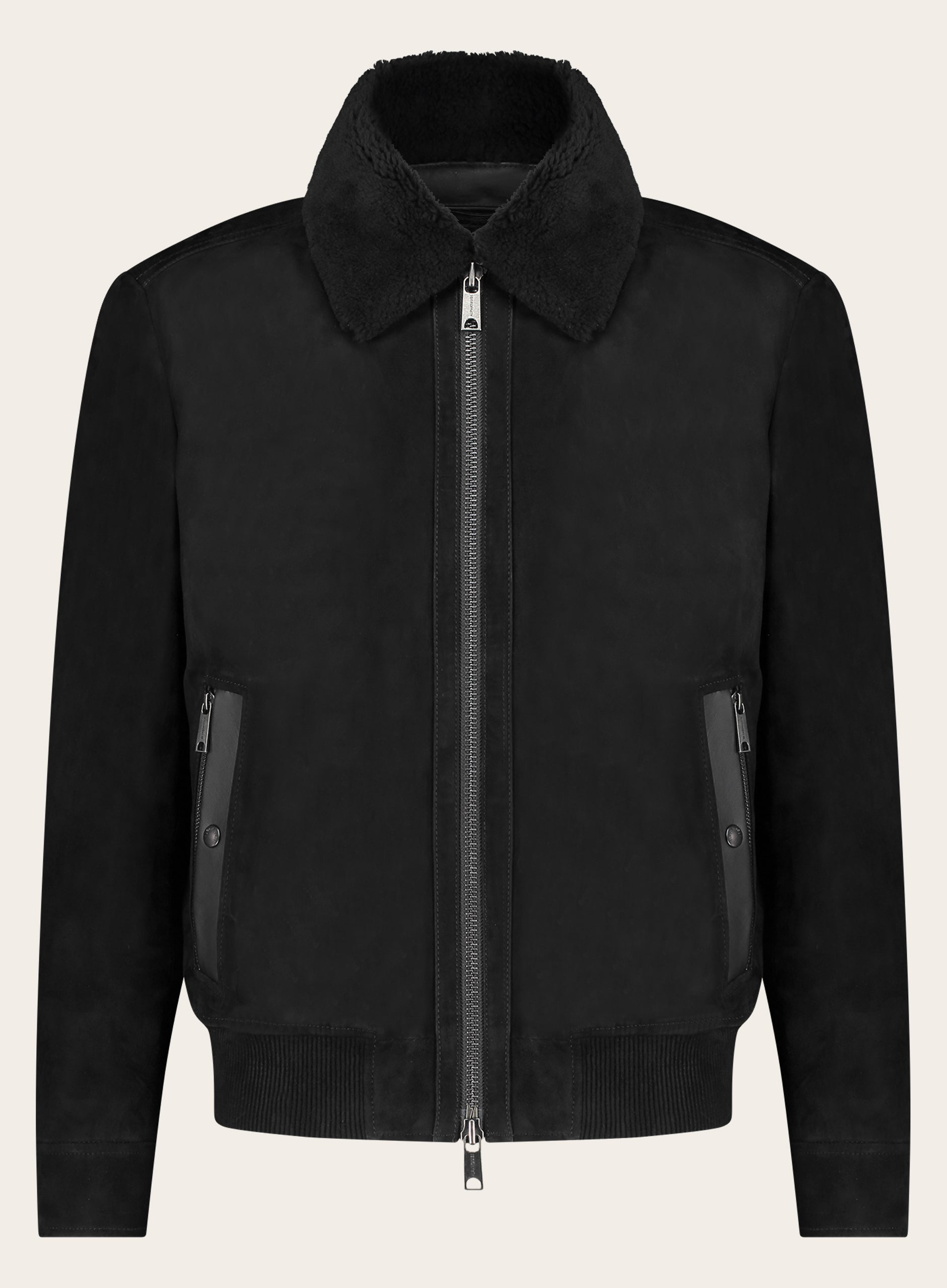 Regular-fit suède jack | Zwart