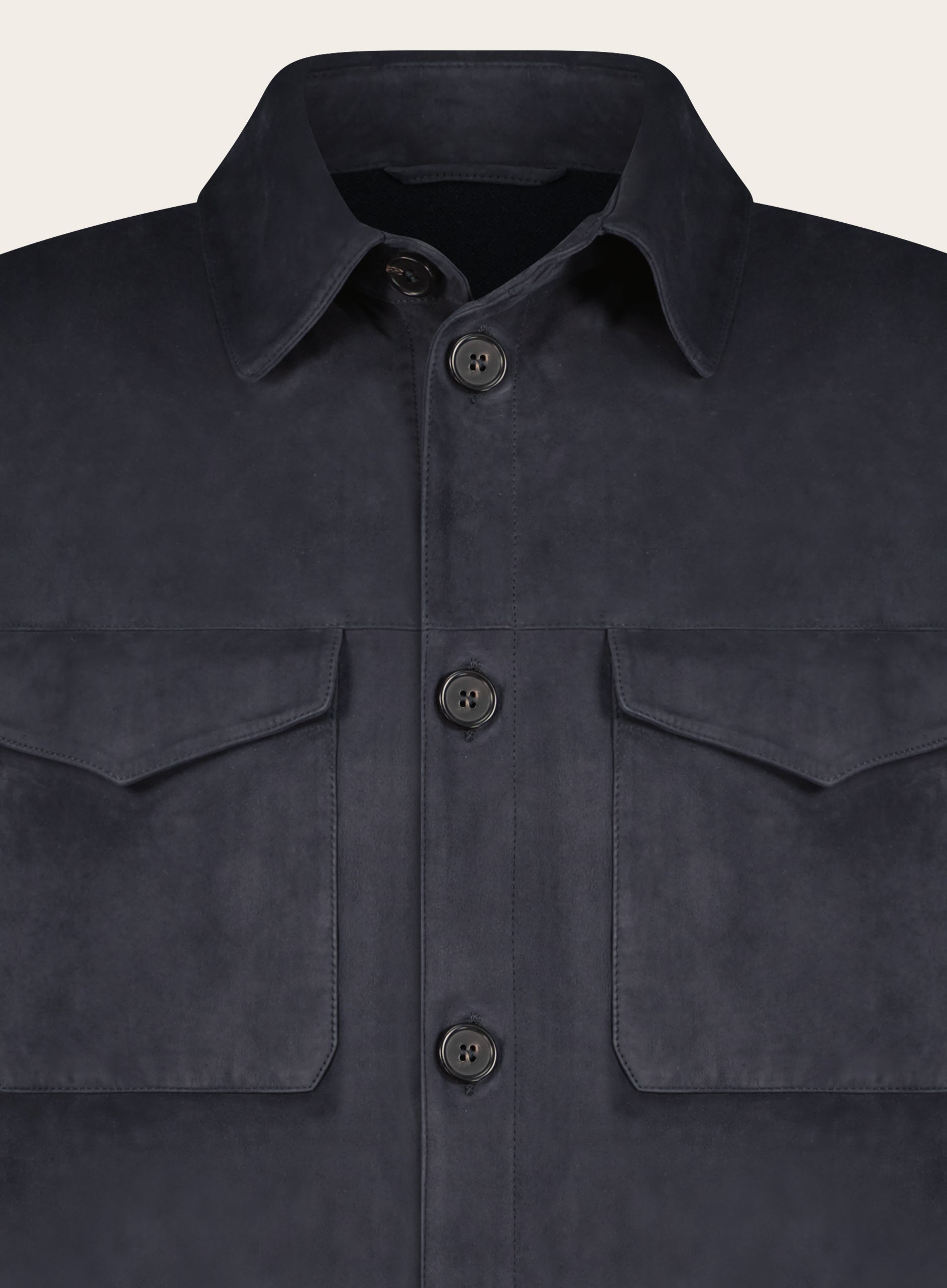 Regular-fit Tacna Cash overshirt van suède en cashmere | BLUE NAVY