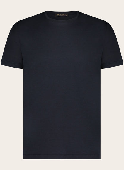 Regular-fit t-shirt van zijde en katoen | BLUE NAVY