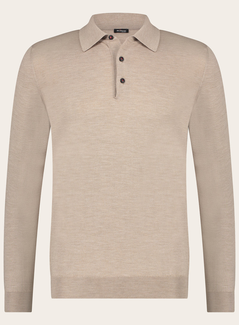 Long-sleeved cashmere polo