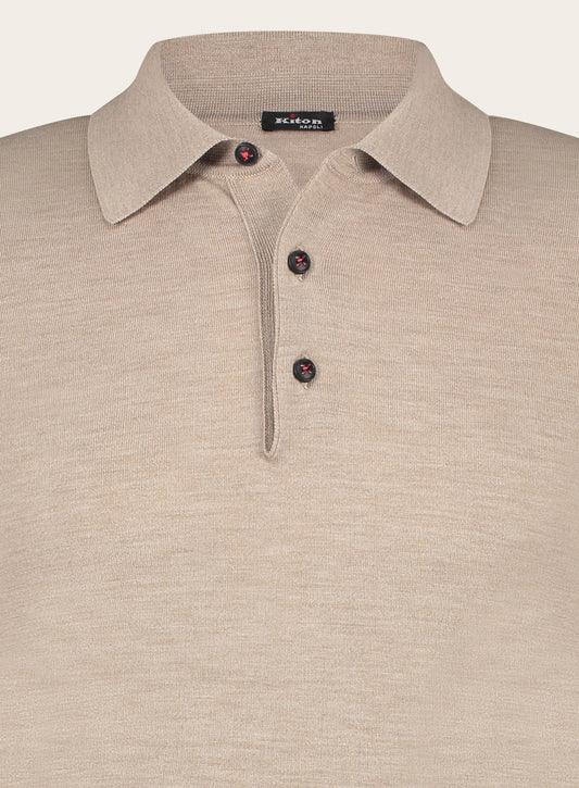 Long-sleeved cashmere polo
