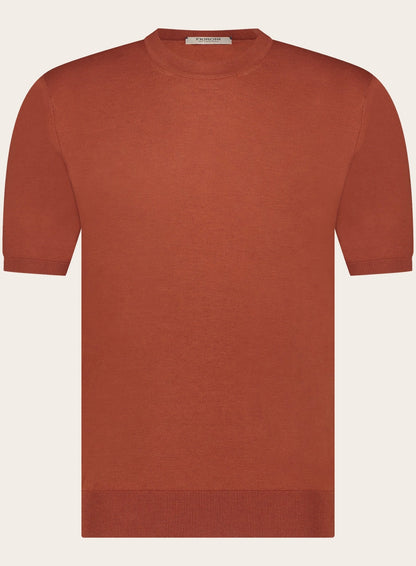 T-shirt van katoen en cashmere | Oranje