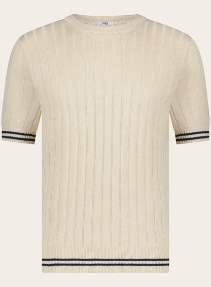 Corduroy t-shirt van linnen en katoen | Beige